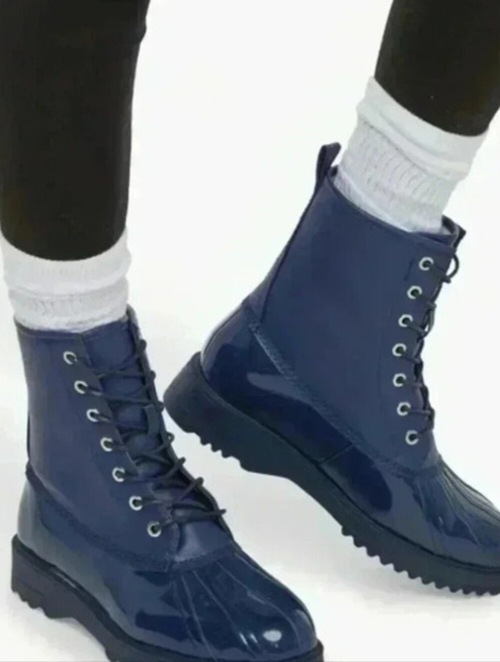 NWT JustFab Amy Blue Utility Rain Outdoor Duck Boots Sz 6